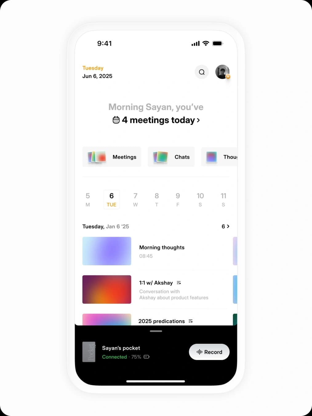 Home screen for Pocket